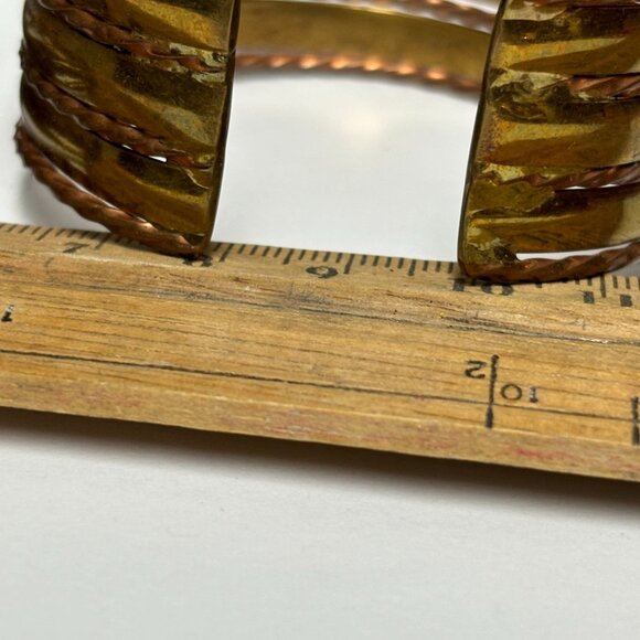 2 vintage mixed/married metals copper silver and brass cuff style bra… - Picture 11 of 13